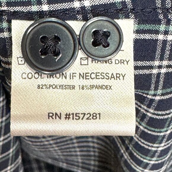 Mizzen + Main Leeward Classic Cut Shirt Size Large Blue Plaid Long Sleeve Button - Picture 6 of 7